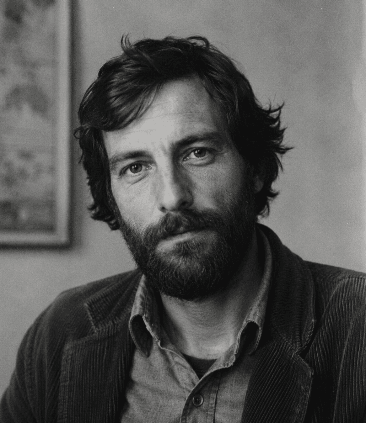 Black-and-white fictional staff portrait of Ernesto Varela, Chief Signal Correspondent